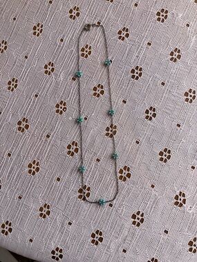 Chain Necklace with Turquoise Flower Beads